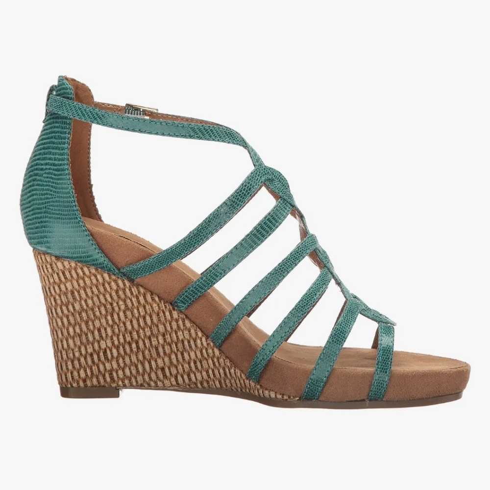 AEROSOLES Great Plush Coastal Boho Luxe Caged Comfort Cork Wedge Sandals 7M - Picture 16 of 16